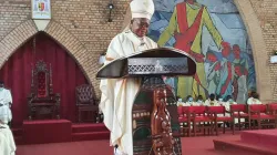 Fridolin Cardinal Ambongo addressing himself to Catholic faithful during Holy Mass at the Our Lady of Congo Cathedral of DRC’s Kinshasa Archdiocese. Credit: Archdiocese of Kinshasa
