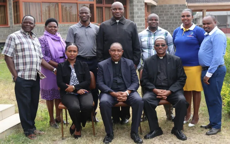 AMECEA Secretary General, Fr. Anthony Makunde (seated middle) with Child Protection Officers drawn from various member conferences of Bishops within AMECEA region. They met in Nakuru, Kenya from March 3, 2020. / Sr. Jecinter Okoth/ AMECEA
