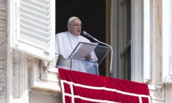 Pope Francis delivers the Angelus address at St. Peter's Square, Aug. 15, 2022. Vatican Media