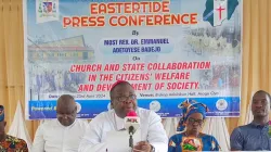 Bishop Emmanuel Adetoyese Badejo during the Eastertide press conference on 23 April 2024. Credit: Catholic Diocese of Oyo