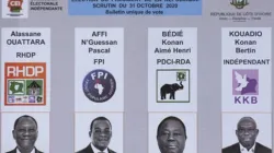 The Single Ballot ticket for the October 31 presidential election in Ivory Coast.