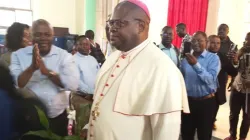 Bishop Bibi Michael holding a peace plant shortly after the announcement of his appointment as Bishop of Cameroon's Buea Diocese Tuesday, January 5.