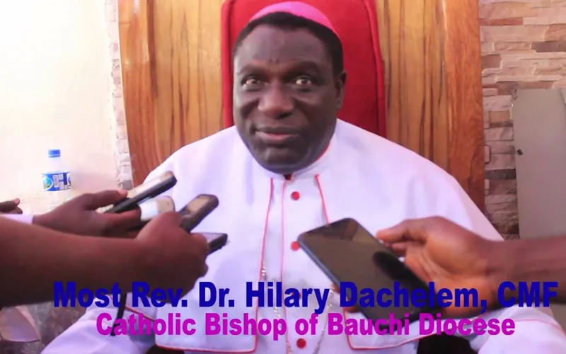 Bishop Hilary Dachelem of Nigeria’s Bauchi Diocese addressing journalists at the St. John's Cathedral on 6 May 2021. Credit: Courtesy Photo