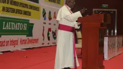 Bishop Method Kilaini, Auxiliary Bishop of Bukoba Diocese in Tanzania, addressing delegates of the 20th Plenary Assembly of AMECEA on 11 July 2022. Credit ACI Africa