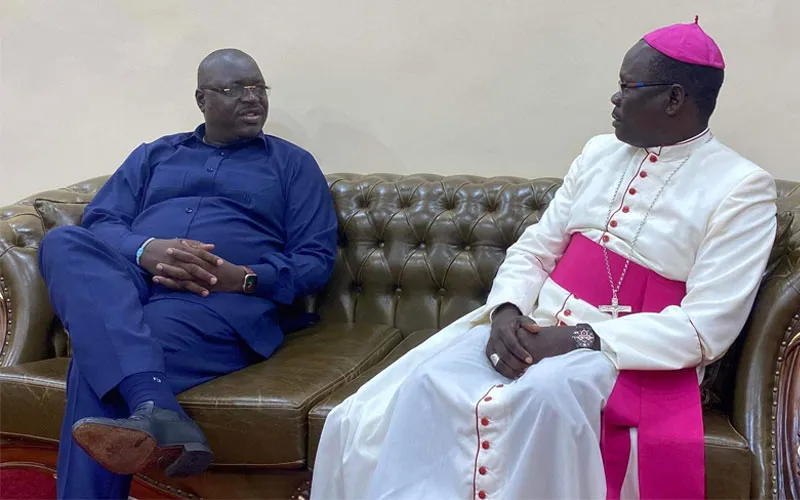 Bishop Alex Lodiong Sakor Eyobo and Governor Emmanuel Adil Anthony. Credit: Office of the Governor - CEG Media Unit
