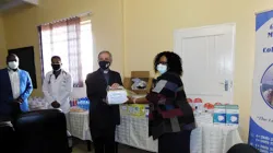 Bishop José Luis Ponce de León handing over the Pope's donation to the administration of the Good Shepherd Catholic Mission Hospital of Eswatini’s lone Diocese, Manzini. Credit: Manzini Diocese/Facebook