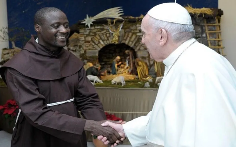 Fransciscan Brother Peter Tabichi meeting Pope Francis at Santa Marta in Rome on January 8, 2020