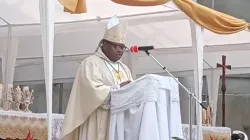 Bishop Michael Bibi during Mass to mark one year since he took canonical possession of Buea Diocese. Credit: Buea Diocese
