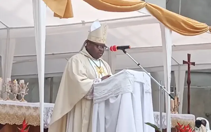Bishop Michael Bibi during Mass to mark one year since he took canonical possession of Buea Diocese. Credit: Buea Diocese