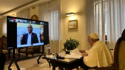 Sr. Leonida Katunge having a conversation with Pope Francis during the Holy Father's dialogue with African youths last year. Sr. Katunge was one of the coordinators of the virtual event. Credit: Sr. Leonida Katunge