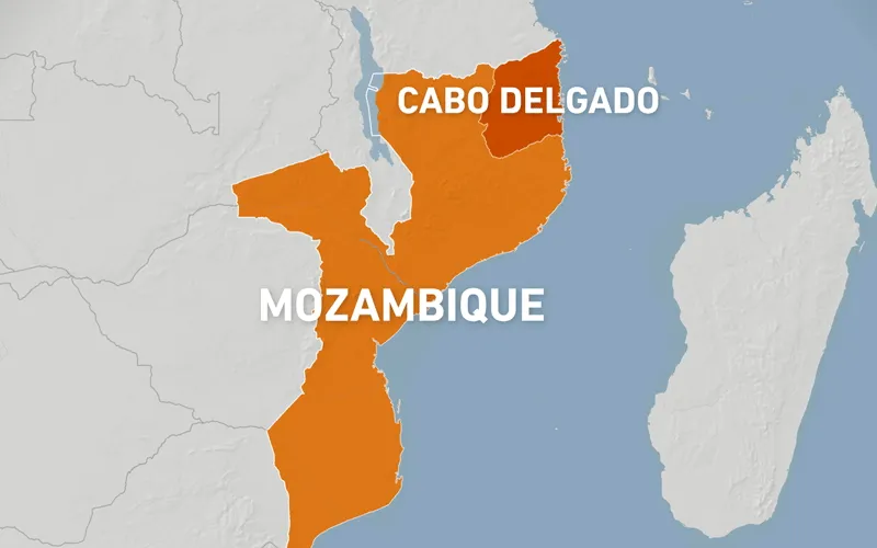 Map showing the troubled region of Cabo Delgado in Mozambique.