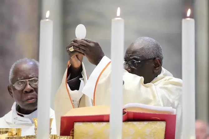 Cardinal Robert Sarah offers Mass in St. Peter's Basilica for his 50th anniversary of priesthood in 2019. | Credit: Evandro Inetti/CNA.