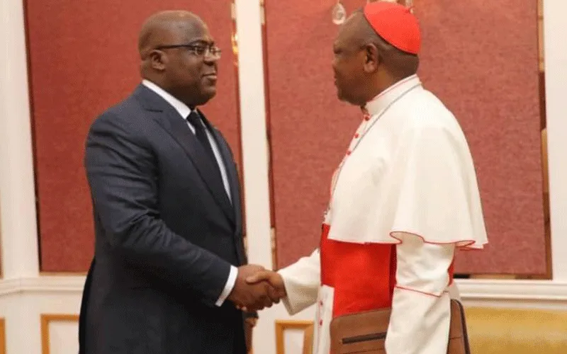 President Félix Tshisekedi in an audience with Fridolin Cardinal Ambongo on January 13, 2020 in Kinshasa. / Presidency of the DR Congo.