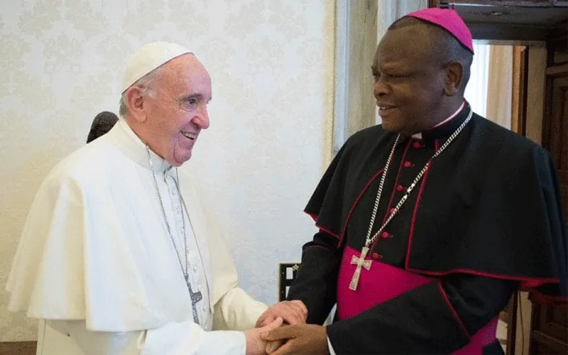 Fridolin Cardinal Ambongo with ope Francis in Rome.