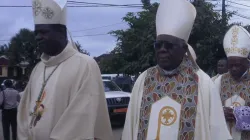 Archbishop Samuel Kleda (left) and Christian Cardinal Tumi (front right), Archbishop Emeritus of Douala, Cameroon