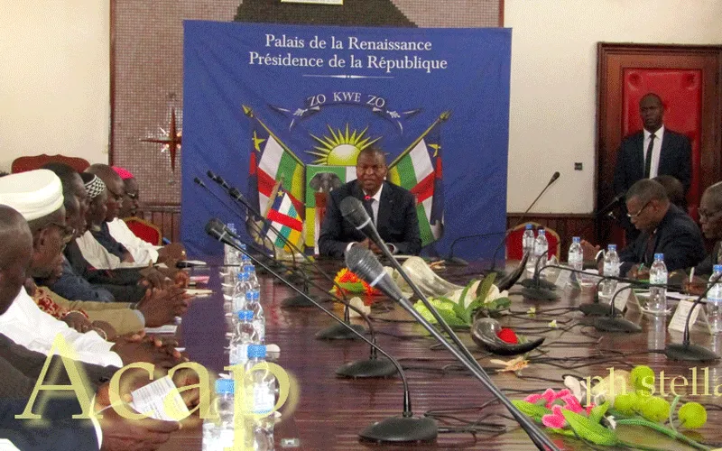 President Faustin Archange Touadera during the meeting with stakeholders of various institutions in the country, including Catholic Church leaders.