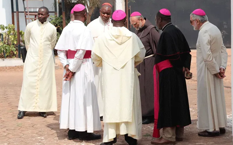 Members of the Central African Episcopal Conference (CECA) in consultation before a meeting with President Faustin-Archange Touadéra. Credit: Courtesy Photo