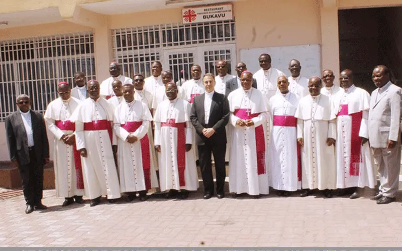 Bishops of the Episcopal Conference of the Democratic Republic of Congo (CENCO) with the Apostolic Nuncio in DRC, Archbishop Ettore Balestrero.