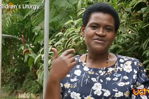 Dorothy Atuhaire Ssonko, animating Children's liturgy on the Uganda Catholic Television / Uganda Catholic Television