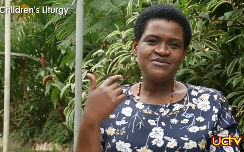 Dorothy Atuhaire Ssonko, animating Children's liturgy on the Uganda Catholic Television / Uganda Catholic Television