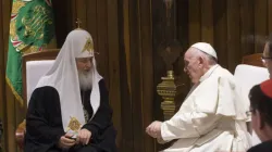 Pope Francis meets with Russian Orthodox Patriarch Kirill in Havana, Cuba. on Feb. 12, 2016. | Vatican Media.