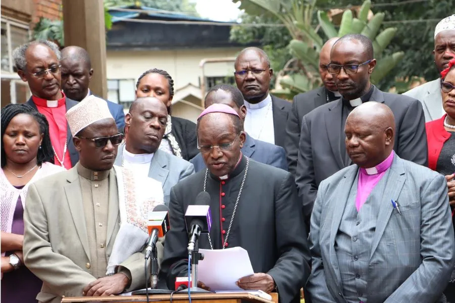 Religious leaders in Kenya during a press conference in Nairobi. Credit: NCCK