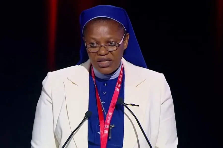 Sr. Agatha Ogochukwu Chikelue who was speaking during the opening of the June 13-15 Parliamentary Conference on Interfaith Dialogue: Working Together for Our Common Future in Marrakesh, Morocco. Credit: Courtesy Photo