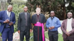 Archbishop Paolo Rudelli (center) is flanked by Mr. Marius Zibgwi, Fr. Reason Nyathi, Fr. Bernard Mukwewa and Mr. Albert Dhafana. Credit: Catholic Church News Zimbabwe
