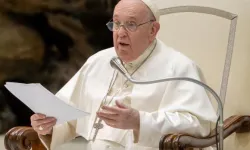 Pope Francis speaks at his general audience in Paul VI Hall on Jan. 18, 2023. | Daniel Ibanez/CNA