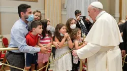 Pope Francis meets with deacons and their families at the Vatican on June 19, 2021. / Vatican Media/CNA