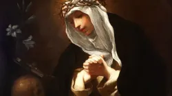 Detail from Saint Catherine of Siena, from the circle of Baldassare Francheschini (17th century).