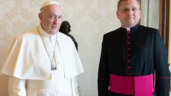 Mons. Janusz Urbańczyk with Pope Francis in Rome. Credit: Vatican Media