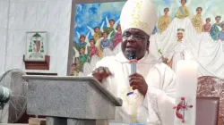 Bishop Emmanuel Adetoyese Badejo of Oyo Diocese in Nigeria during Vigil Mass on 30 March 2024. Credit: Catholic Diocese of Oyo/Nigeria