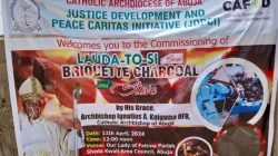 A poster announcing the launch of a charcoal briquette making factory in Nigeria’s Catholic Archdiocese of Abuja. Credit: Catholic Archdiocese of Abuja