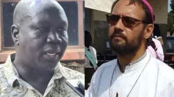 Fr. John Mathiang (left) and Bishop Christian Carlassare (right). Credit: Ginaba Lino/Juba/South Sudanm Catholic Diocese of Rumbek