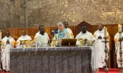 Archbishop Giovanni Gaspari during the farewell Mass that was held at the Our Lady of Remedies Cathedral of Luanda Archdiocese on Wednesday, 17 April 2024. Credit: Radio Ecclesia