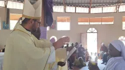 Bishop Christian Carlassare of Rumbek Diocese, South Sudan, during 2024 Chrism Mass at Holy Family Cathedral of Rumbek Diocese on 27 March 2024. Credit: Fr. Luka Dor/Rumbek Diocese