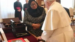 Pope Francis and the President Samia Suluhu Hassan of the Republic of Tanzania during their encounter in the Vatican. Credit: Vatican Media