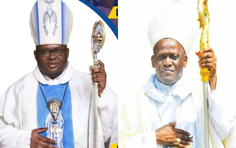 Bishop Michael Miabesue Bibi (left) and Bishop Emmanuel B. Bushu (right). Credit: Buea Diocese