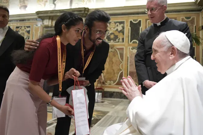 Pope Francis met participants in the Syro-Malabar Youth Leaders Conference on 18 June 2022. Credit: Vatican Media