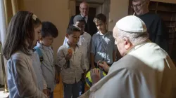 Five children representing five continents speak with Pope Francis in the Apostolic Palace at the Vatican on Oct. 1, 2023. The pope will hold a meeting with children at the Vatican on Nov. 6, 2023. | Credit: Vatican Media