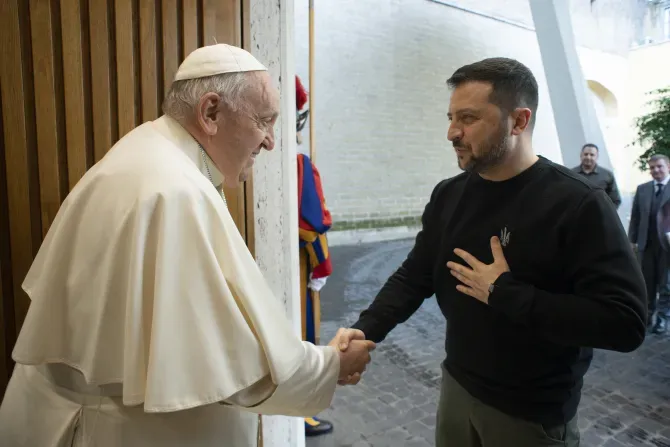 Pope Francis met Ukraine's President Volodymyr Zelenskyy at the Vatican on May 13, 2023, their first meeting since the start of the full-scale war with Russia. | Vatican Media.