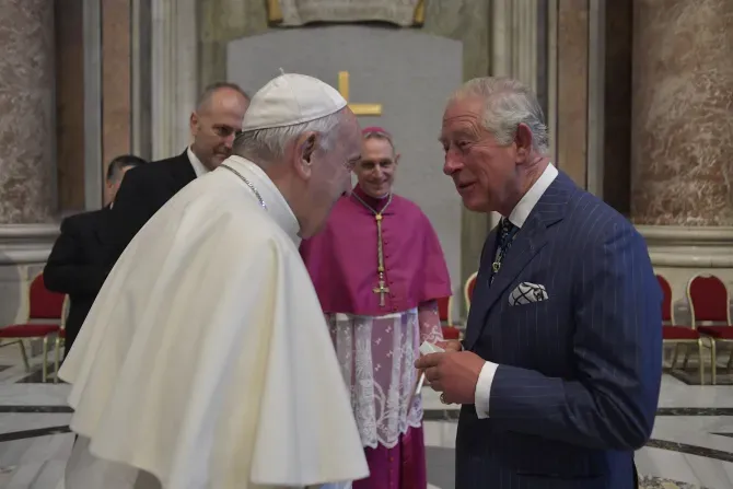 Pope Francis greets His Royal Highness Prince Charles of Wales at the canonization of St. John Henry Newman at the Vatican on Oct. 13, 2019. | Vatican Media
