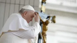 Pope Francis prays in St. Peter's Square on March 8, 2023. | Vatican Media