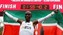 INEOS 1:59 challenge: Kenya's Eliud Kipchoge after becoming the first marathoner ever to run the race in less than two hours in Vienna, Austria on October 12, 2019