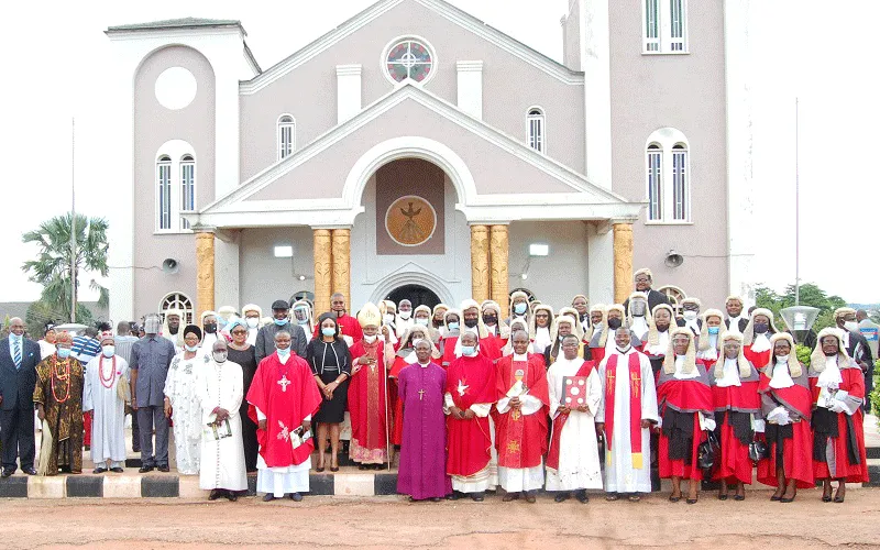 Bishop Ernest Anaezichukwu Obodo with court officials after Holy Mass to Launch Legal Year at Holy Ghost Cathedral, Ogui Enugu. / Diocese of Enugu/Facebook Page