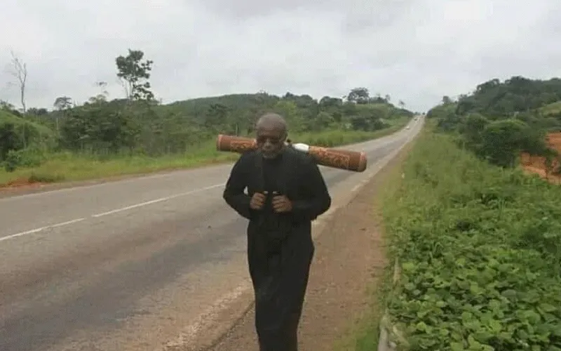 Fr. Ludovic Lado during the pilgrimage to pray for peace in the Anglophone regions of Cameroon interrupted by the police. / Fr. Ludovic Lado/Facebook Page.