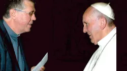 Fr. Claudio Lurati, the newly appointed Apostolic Vicar of Alexandria with Pope Francis in Rome.