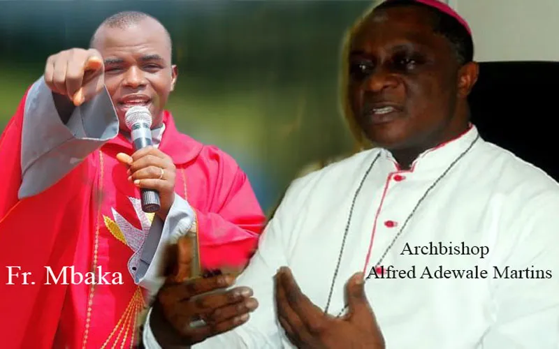 Nigerian Fr. Elije Mbaka (left) and Archbishop Alfred Adewale Martins of Nigeria’s Lagos Archdiocese