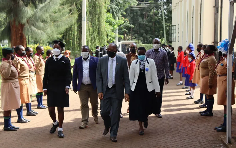 he Head of Public Service in Kenya, Dr. Joseph Kinyua, inspecting the guard of honour at Loreto Convent Msongari on 29 January 2022. He is acompanied by Sr. Lucy Nderi, the Province Leader of the Loreto Sisters in Eastern Africa Province. Credit: Sr. Santrina Tumusiime, IBVM